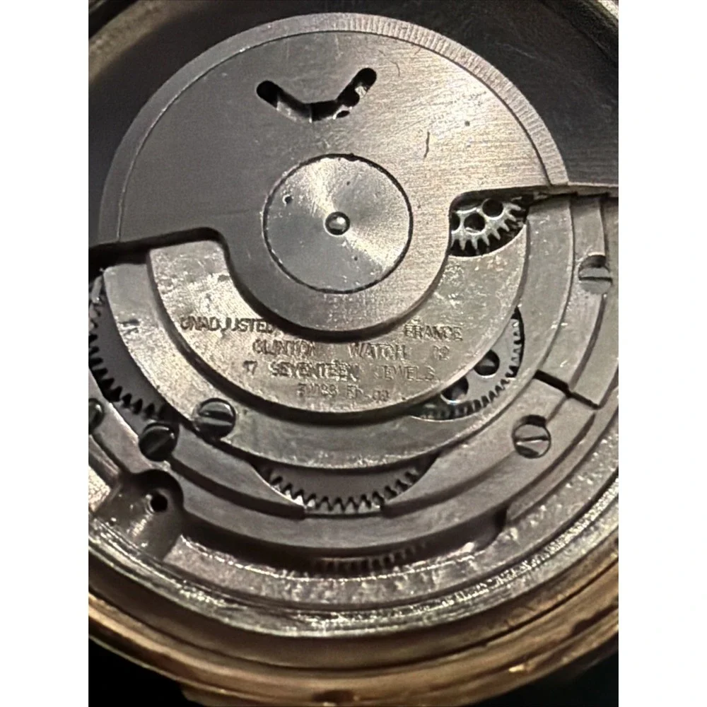 Vintage Clintonmatic 17J Automatic Men's Watch Linen Dial Swiss EB Parts/Repair